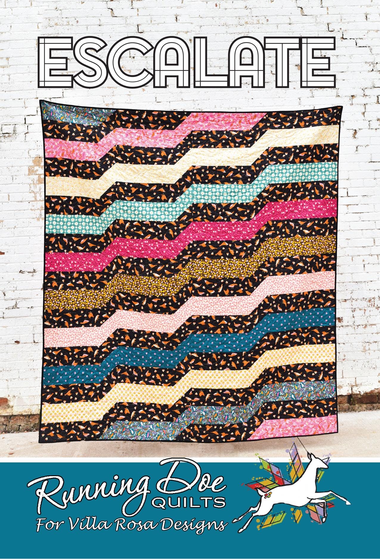 Escalate Quilt Pattern Only - INSTANT DIGITAL DOWNLOAD - From Running Doe Quilts for Villa Rosa Designs Size 80" x 90"