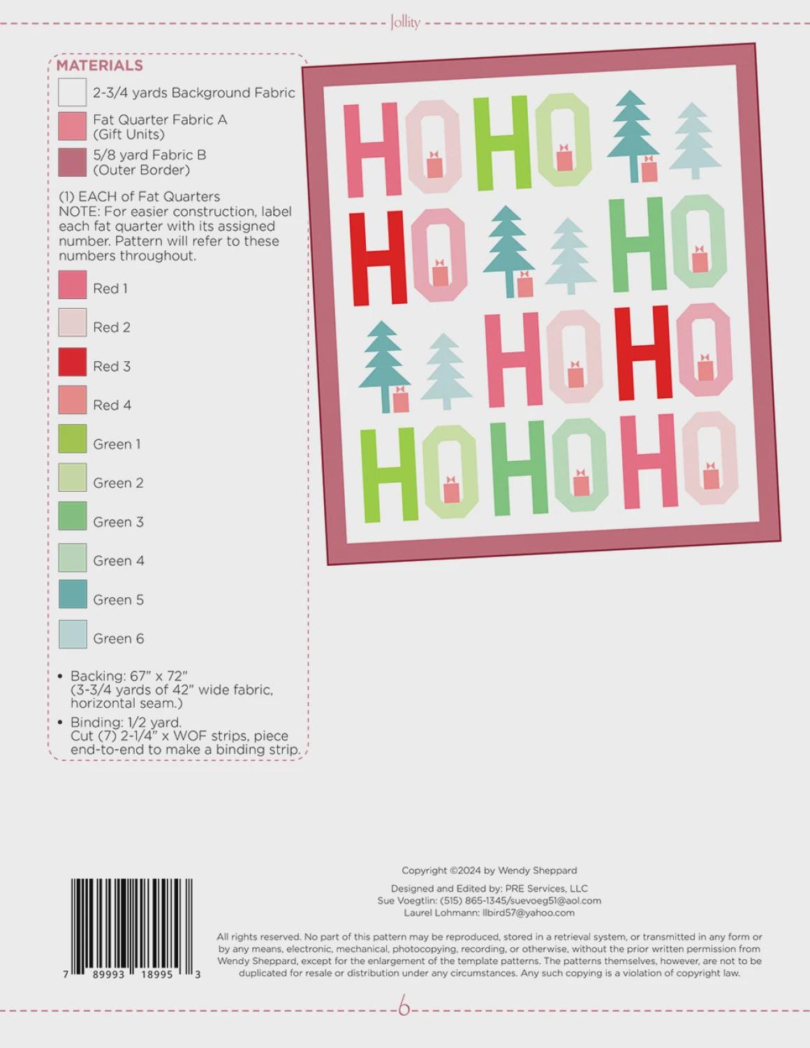 Jollity Printed Quilt Pattern WS90 by Wendy Sheppard 59" x 64"