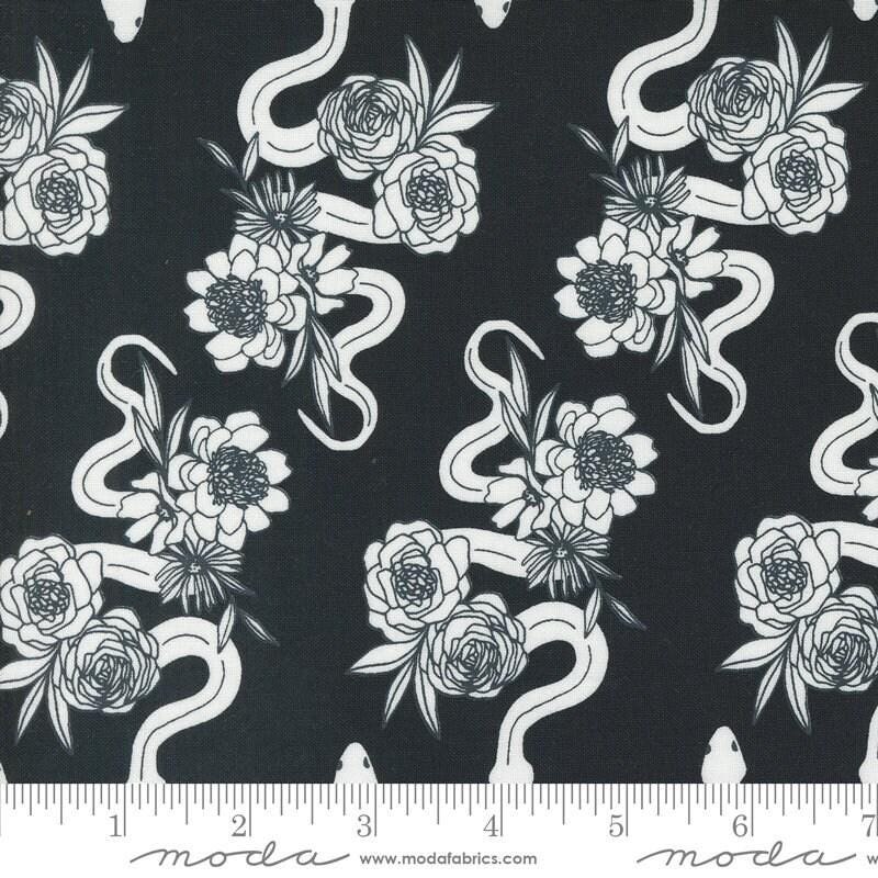 Noir Slithering Snakes Midnight Ghost Yardage 11542-13 by Alli K Design Sold in 1/2 yard increments