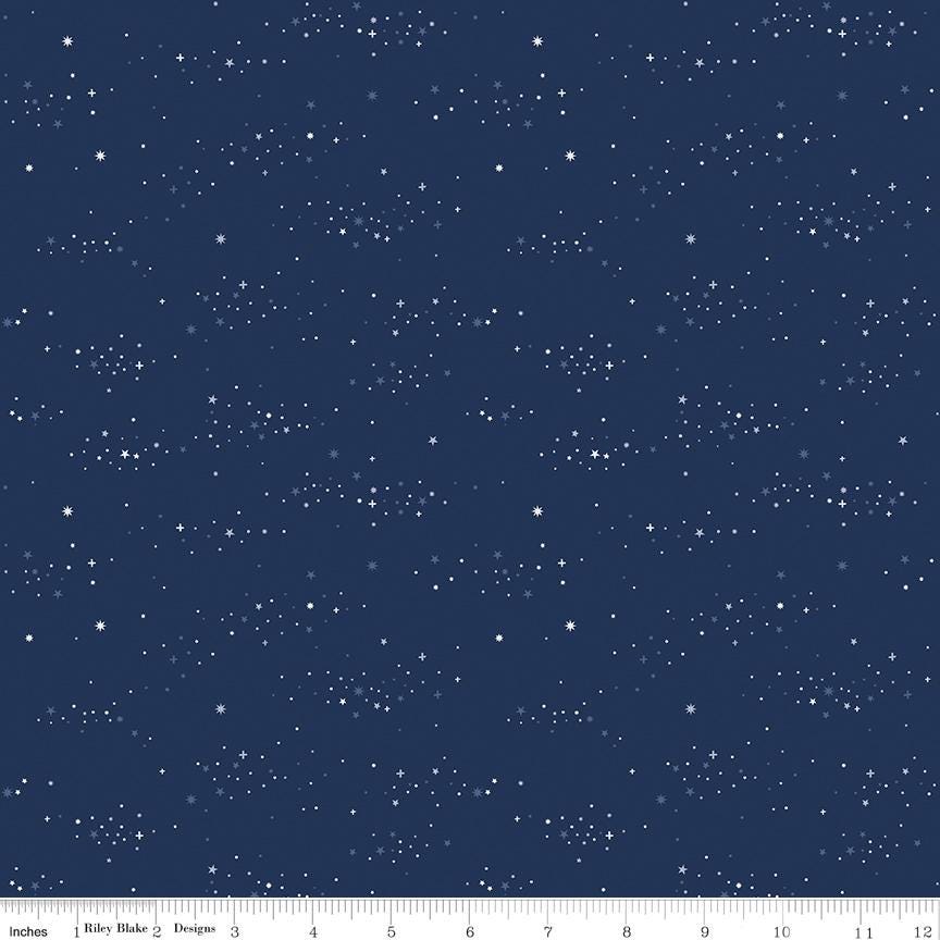 Between the Pages Starlight Navy Yardage C15377-Navy by Fran Gulick of Cotton and Joy for Riley Blake Designs Sold in 1/2 yard increments