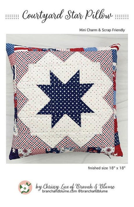 Courtyard Star Pillow Pattern, Printed Pattern only Size is 18" x 18" BNB2314 by Chrissy Lux of Branch and Blume