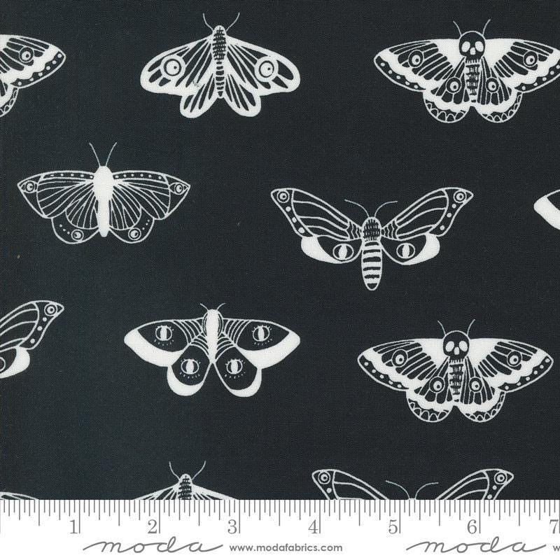 Noir Mystic Moth Ghost Yardage 11543-23 by Alli K Design Sold in 1/2 yard increments
