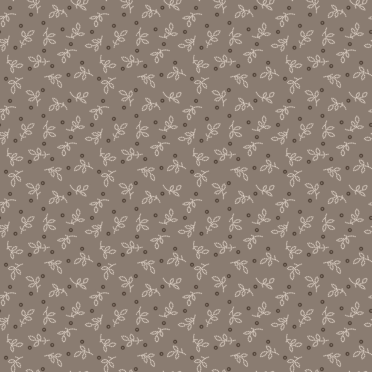 a repeating pattern of small white dots and lines on a brown background.
