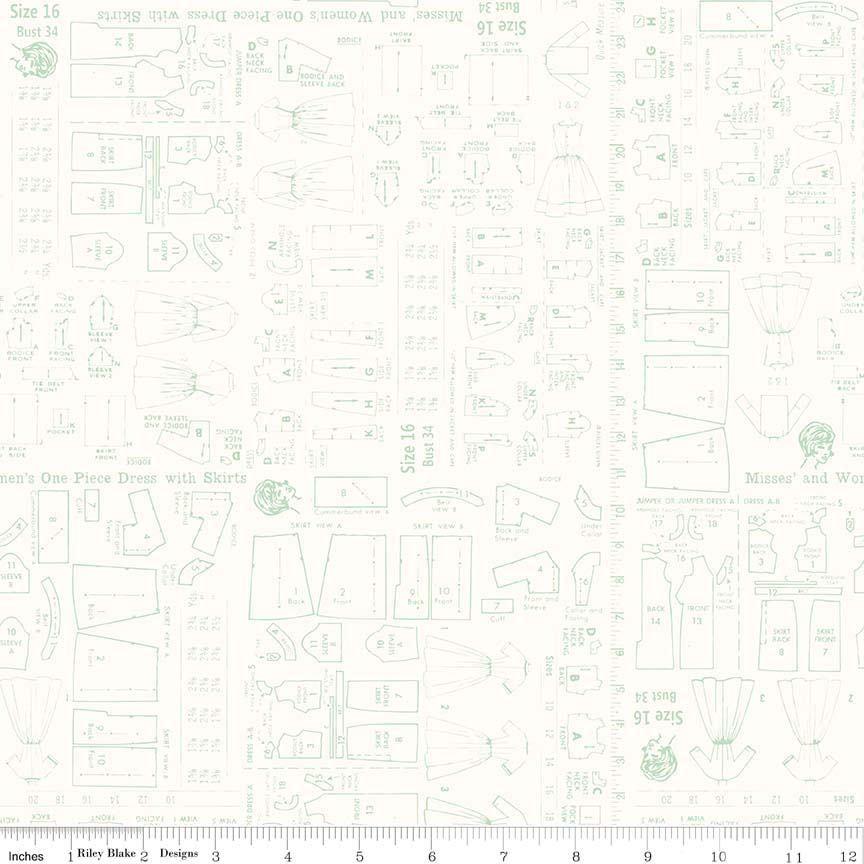 Bee Backgrounds Pattern Mint Yardage - C6382-Mint by Lori Holt of A Bee in My Bonnet for Riley Blake Designs