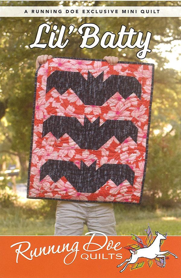 Lil Batty Pattern Card by Running Doe for Villa Rosa Designs finished size 18 1/2" x 23"