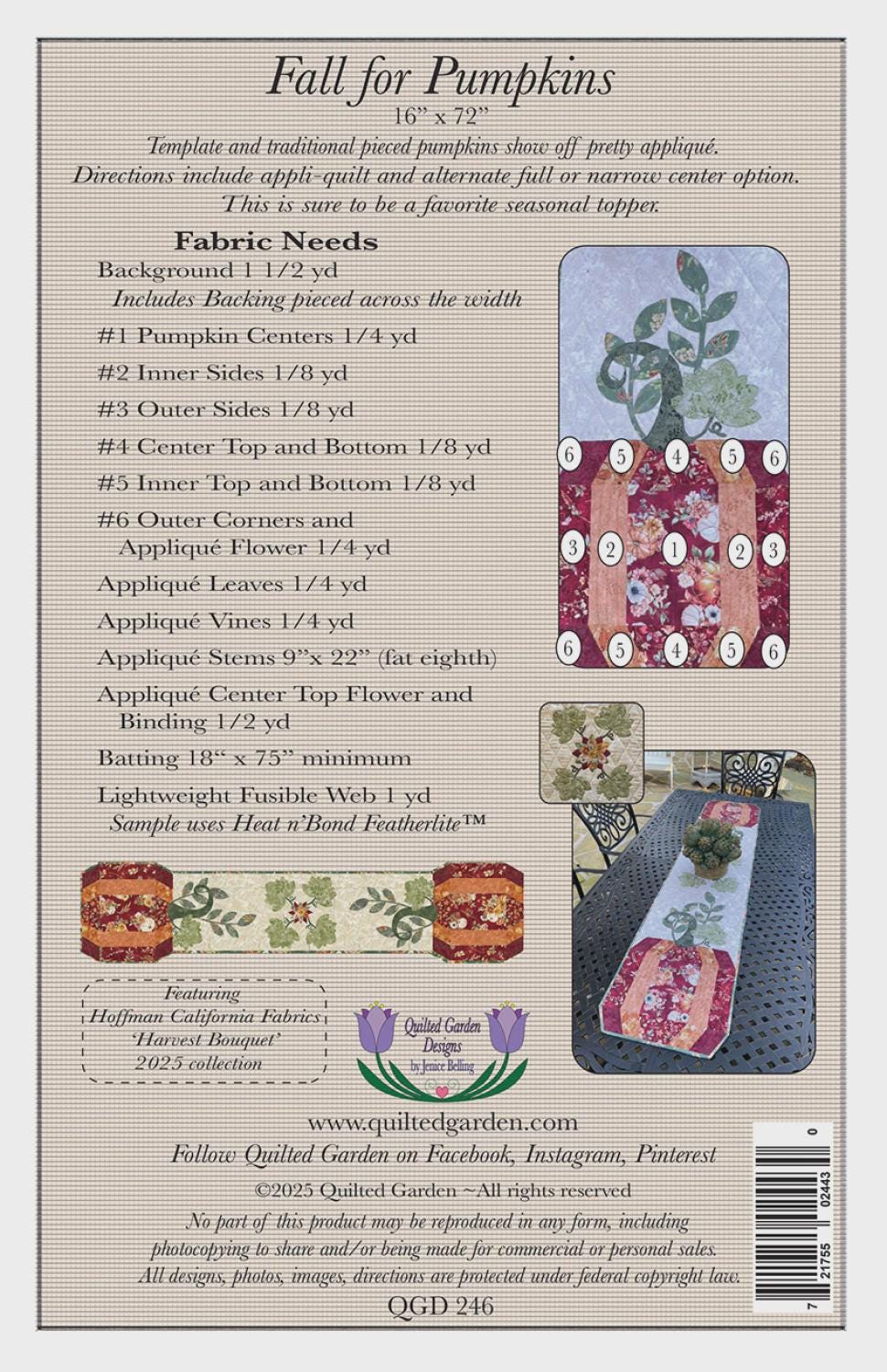 Fall for Pumpkins Quilt Pattern by Jenice Belling from Quilted Garden Designs QGD246