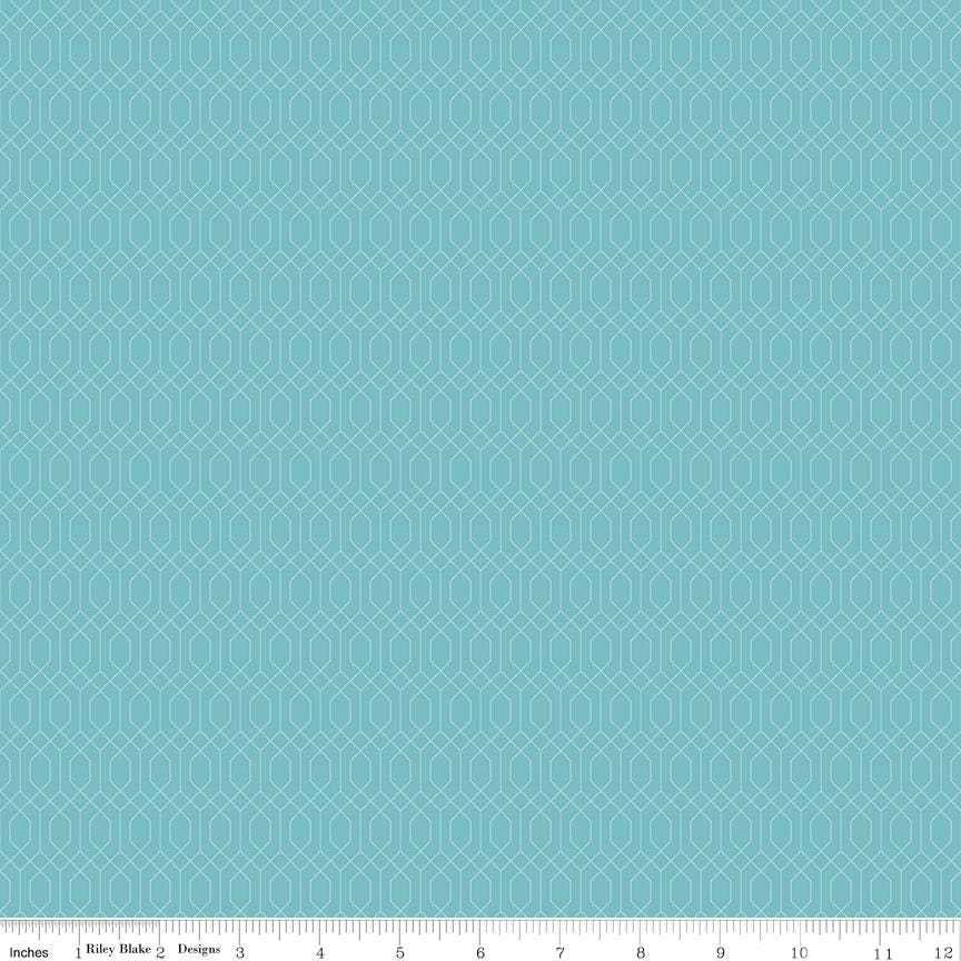 a repeating pattern of hexagonal shapes in various shades of blue, creating a visually striking and geometric design.