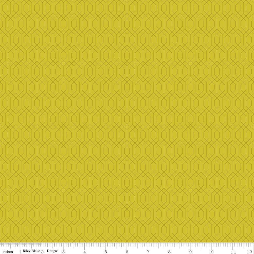 The image is a repeating pattern of yellow hexagons on a yellow background.