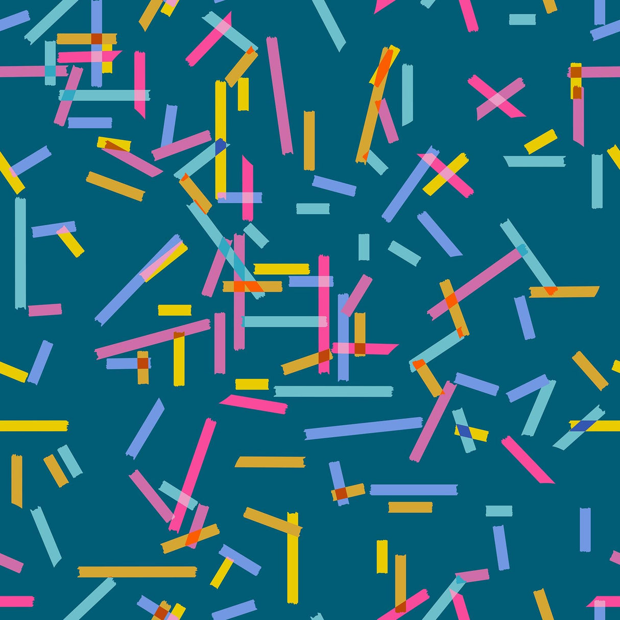 a vibrant and colorful pattern of overlapping and intersecting lines and shapes in various bright colors such as pink, yellow, blue, and green. The pattern appears to be a repeating design, creating a visually striking and dynamic composition.