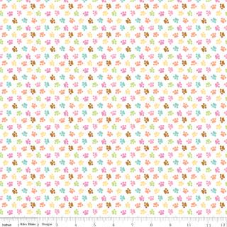 Pretty Kitty™ Paws White Yardage C15654-WHITE by Doodlebug Designs for Riley Blake Designs Sold in 1/2 yard increments