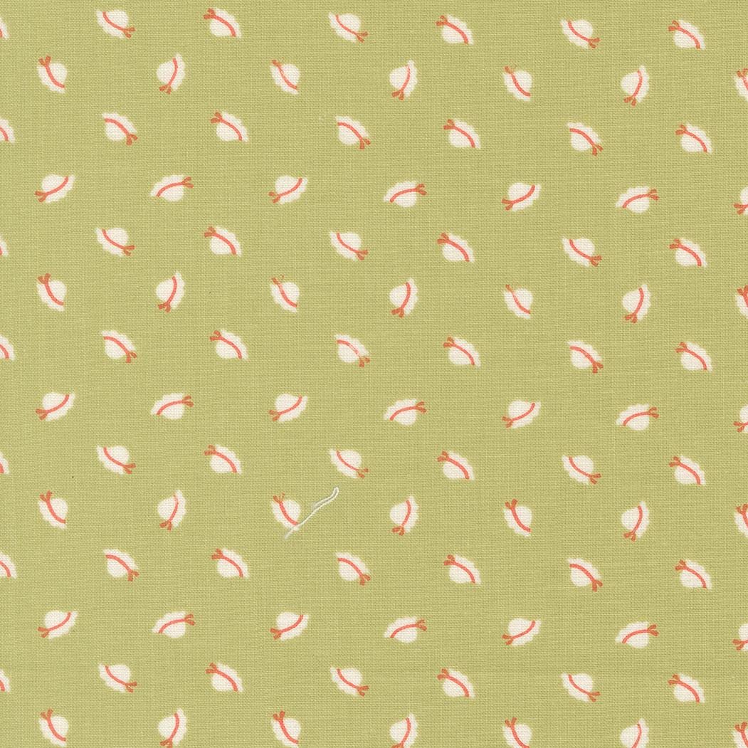 a repeating pattern of white and red hats on a green background.