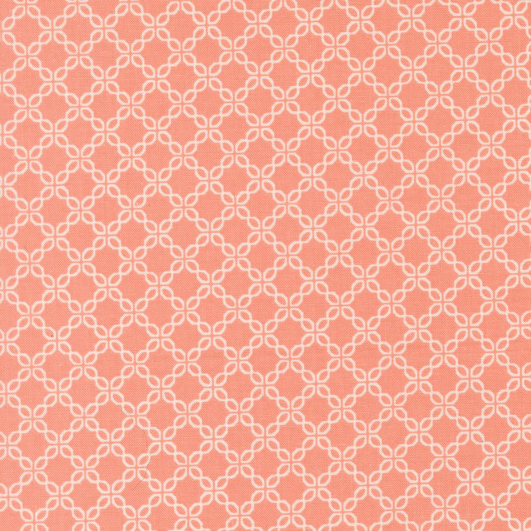 a repeating pattern of white and peach-colored diamond shapes arranged in a grid-like fashion.