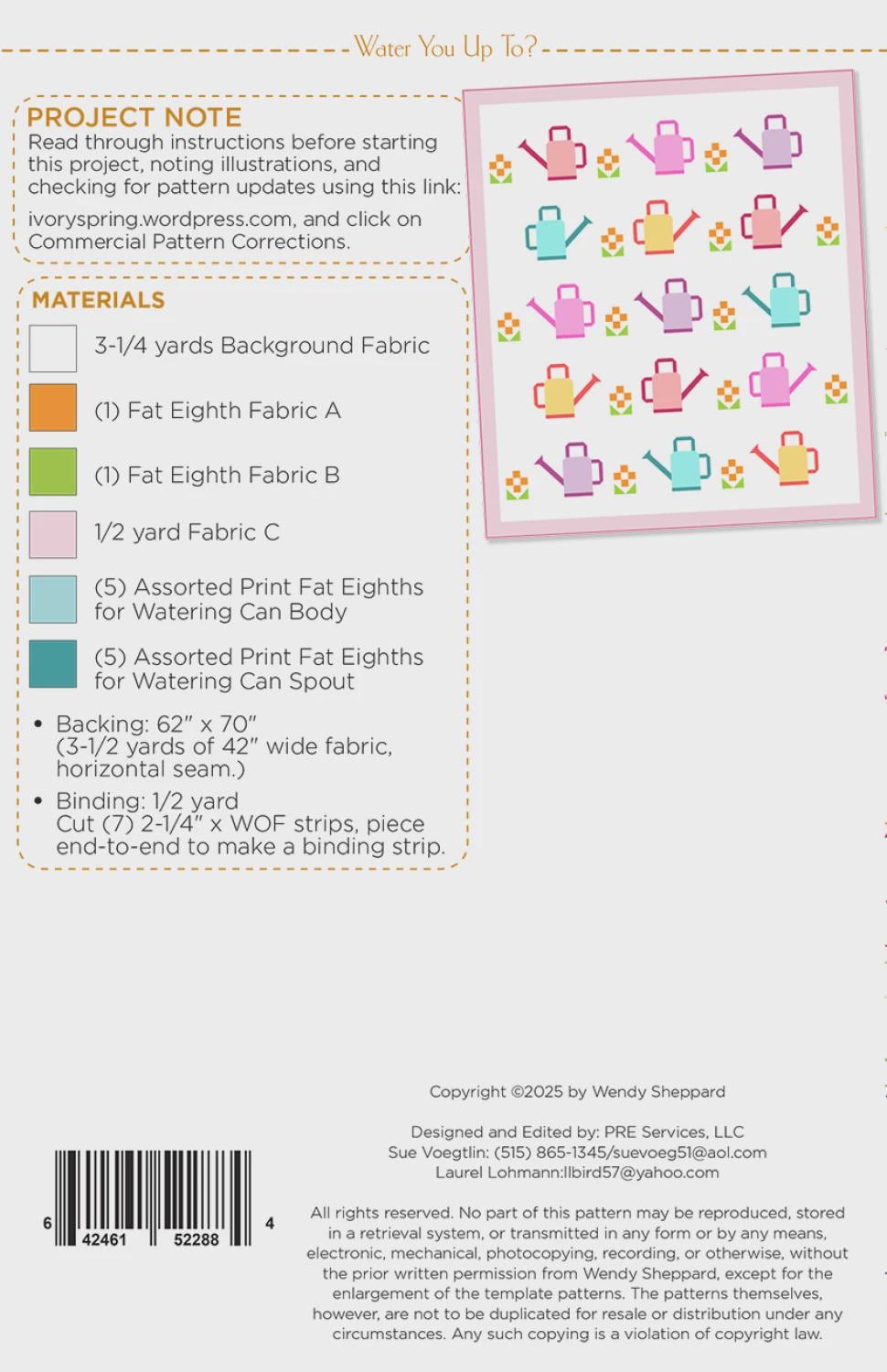 Water You Up To? WS99 By Wendy Sheppard Printed Pattern Only Finished 54" x 62"