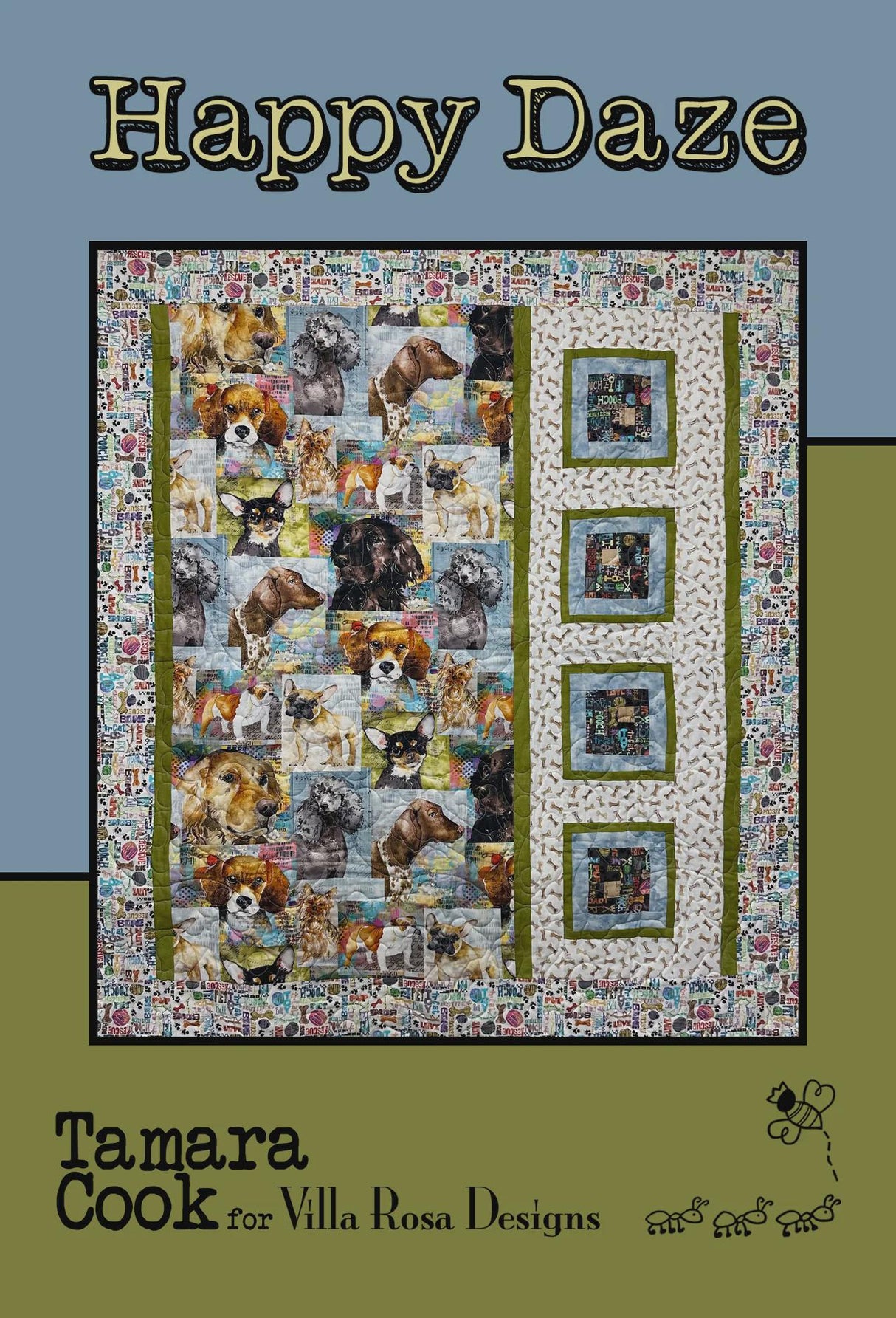 Happy Daze Quilt Pattern - INSTANT DIGITAL DOWNLOAD by Tamara Cook for Villa Rosa Designs Size is 36" x 41" 46" x 51" with optional border