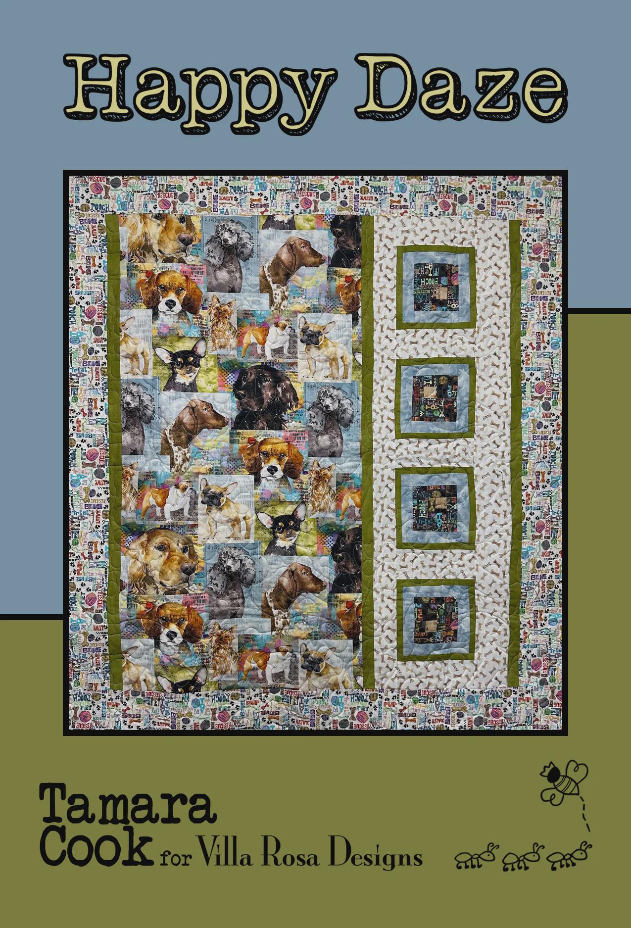 Happy Daze Quilt Pattern - INSTANT DIGITAL DOWNLOAD by Tamara Cook for Villa Rosa Designs Size is 36" x 41" 46" x 51" with optional border