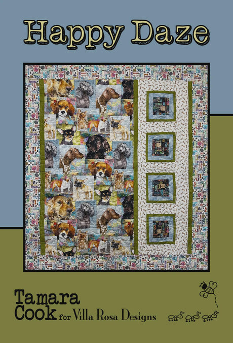 Happy Daze Quilt Pattern - INSTANT DIGITAL DOWNLOAD by Tamara Cook for Villa Rosa Designs Size is 36" x 41" 46" x 51" with optional border
