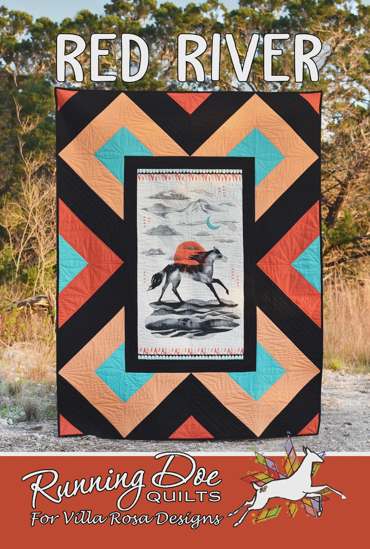 Red River Quilt Pattern Only - INSTANT DIGITAL DOWNLOAD - From Running Doe Quilts for Villa Rosa Designs Size 56" x 74"