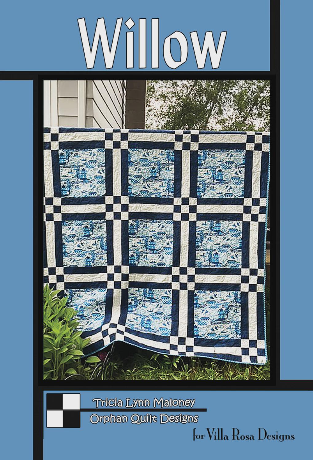 Willow Quilt Pattern Card by Tricia Lynn Maloney Orphan Quilt Designs for Villa Rosa Designs finished size 60" x 78"
