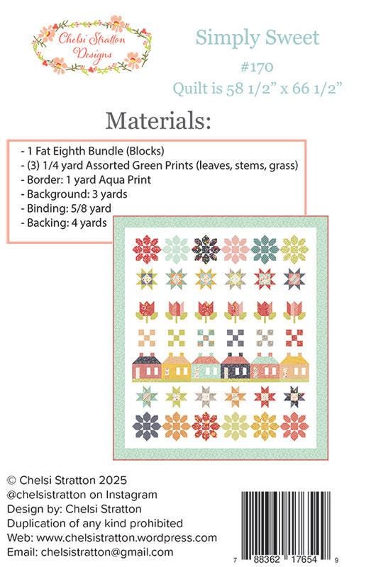 Simply Sweet Quilt pattern only CSD170 by Chelsi Stratton Designs 58.5" x 66.5"