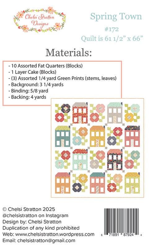 Spring Town Quilt pattern only CSD172 by Chelsi Stratton Designs 61.5" x 66"