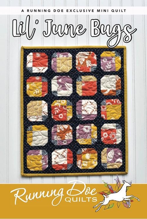 Lil' June Bugs Paper Mini Quilt Pattern by Running Doe for Villa Rosa Designs 14 1/2" x 17 1/4"