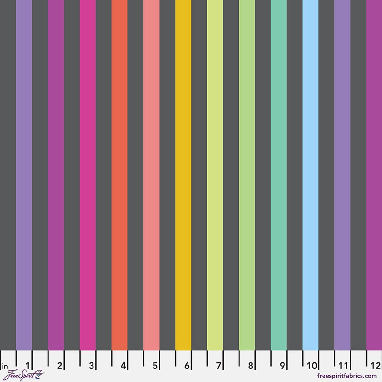 True Colors Graywork Disco Stripe Carbon Yardage PWTP231.carbon by Tula Pink Sold in 1/2 yard Increments