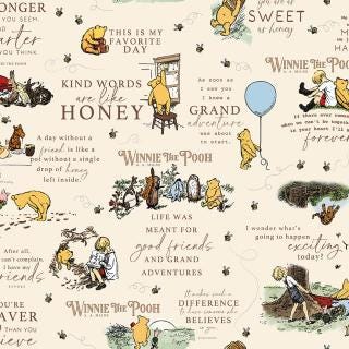 Winnie the Pooh Main Cream Yardage C17000-CREAM by Echo Park Paper Co. For Riley Blake Sold in 1/2 yard Increments