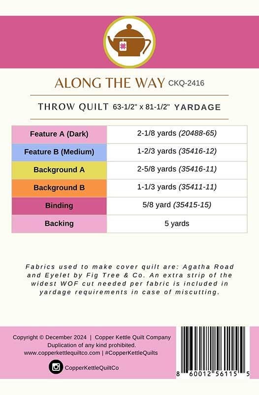 Along The Way Quilt pattern CKQ-2416 By Sarah Sumbera For Copper Kettle Quilt Company