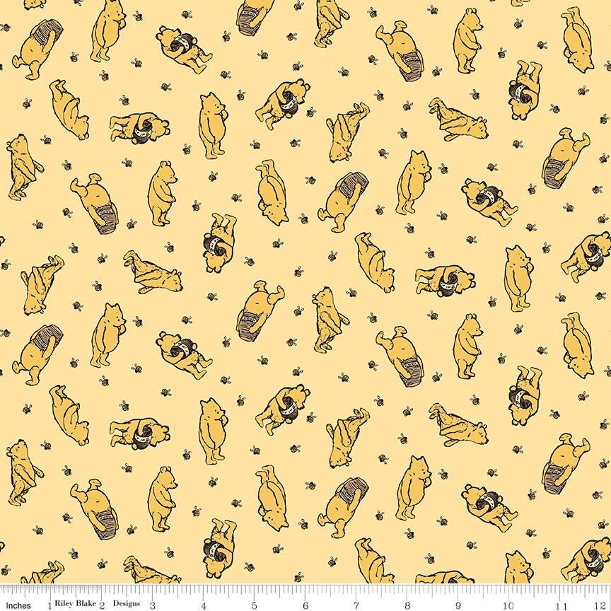 Winnie the Pooh Toss Cream Yardage C17002-Sunshine by Echo Park Paper Co. For Riley Blake Sold in 1/2 yard Increments