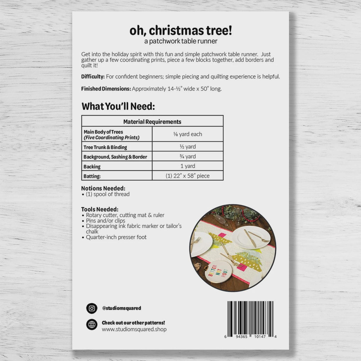 Oh, Christmas Tree Table Runner by Studio M Squared SMSO001