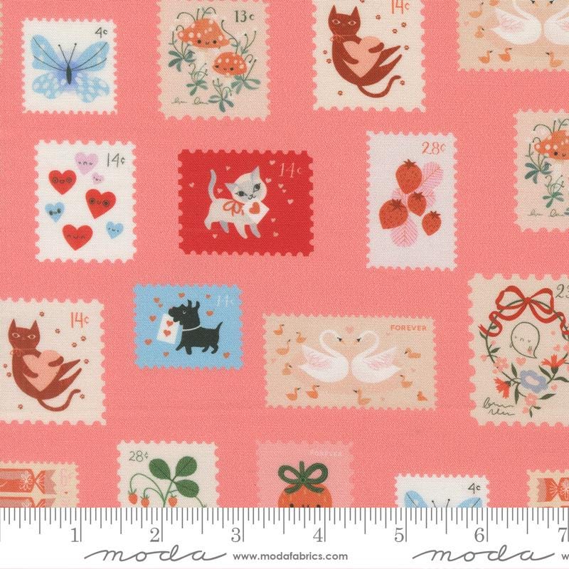 The image is a collection of various postage stamps featuring different designs and illustrations, including cats, flowers, and other decorative elements.