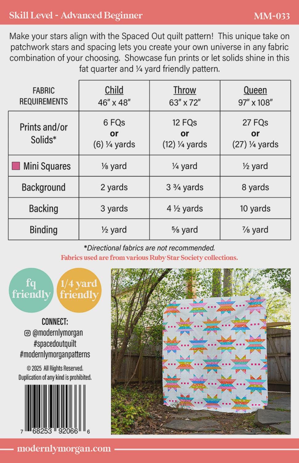 Spaced Out MM-033 PAPER Quilt Pattern for Modernly Morgan