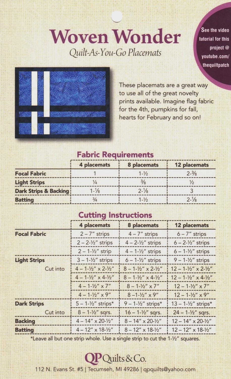 Woven Wonder - Quilt-As-You-Go Placemats PMWW