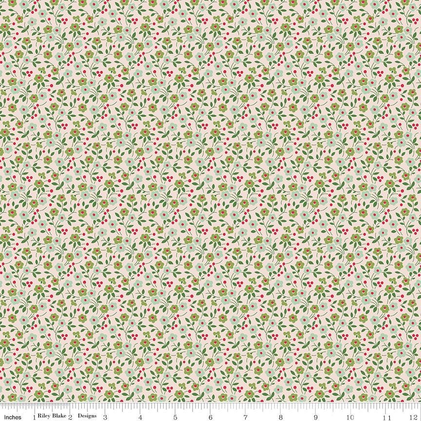 Farmers Daughter Floral Sage C17171-Sage by Lori Holt for Riley Blake Sold in 1/2 yard increments