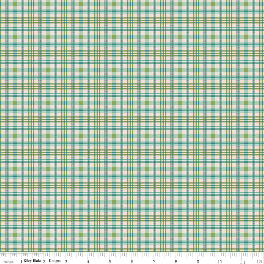 Farmers Daughter Plaid Sea Glass C17175-Seaglass by Lori Holt for Riley Blake Sold in 1/2 yard increments