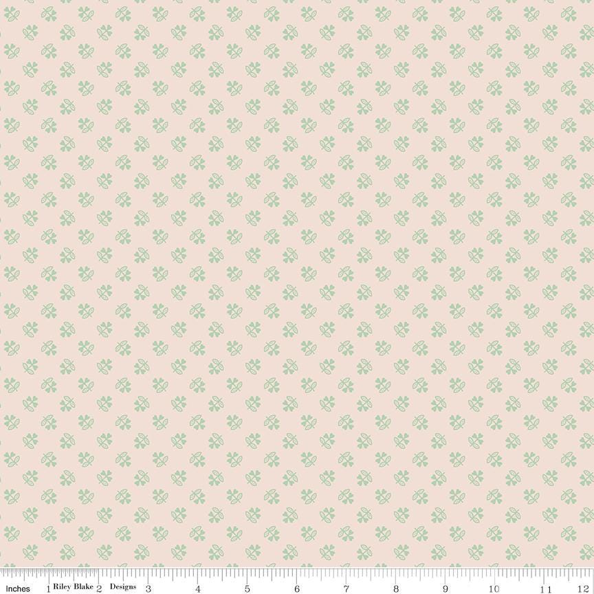 Farmers Daughter Background Sage Clover C17183-Sage by Lori Holt for Riley Blake Sold in 1/2 yard increments