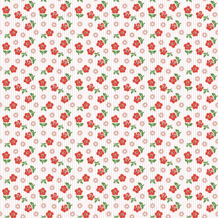 Flower Market Sugar Petals Red FM25415 by Elea Lutz for Poppie Cotton Sold in 1/2 yard increments cut continuously