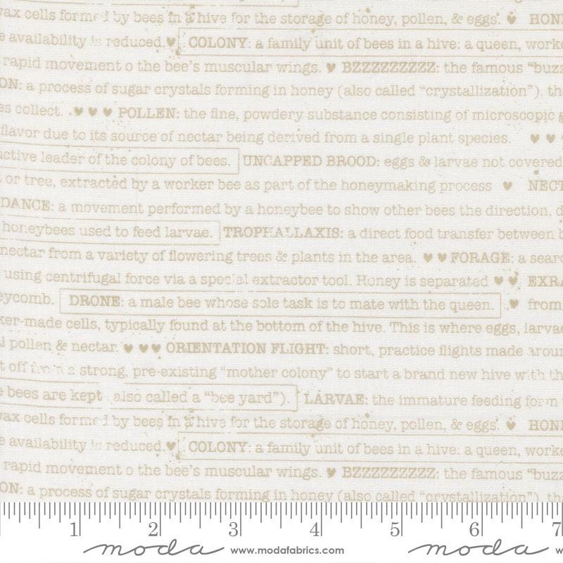 a repeating pattern of text that appears to be a list of words or phrases related to bees and honey. The text is in a beige color and is arranged in a circular pattern. The image does not contain any visual elements or objects, and the text is not accompanied by any images or illustrations. The text is written in a casual, conversational style, and it is not possible to provide a detailed description of each word or phrase without seeing the actual text.