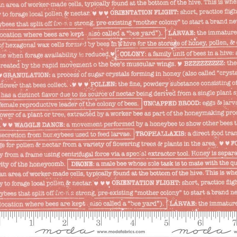a repeating pattern of text that appears to be a list of words or phrases related to bees and honey. The text is in various fonts and sizes, and it covers a significant portion of the image. The image does not contain any visual elements or objects that are easily identifiable, and it does not depict a scene or a person. The text is not a description of a single object or scene, but rather a collection of words or phrases that are related to bees and honey.