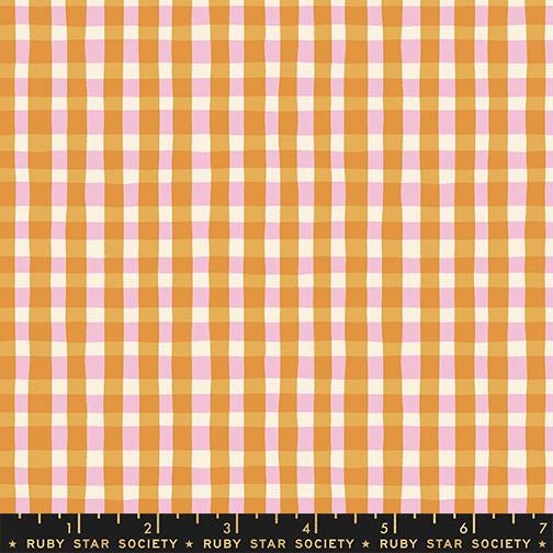 The image is a repeating pattern of orange and pink stripes, with the text "Ruby Star Society" written in the bottom left corner.