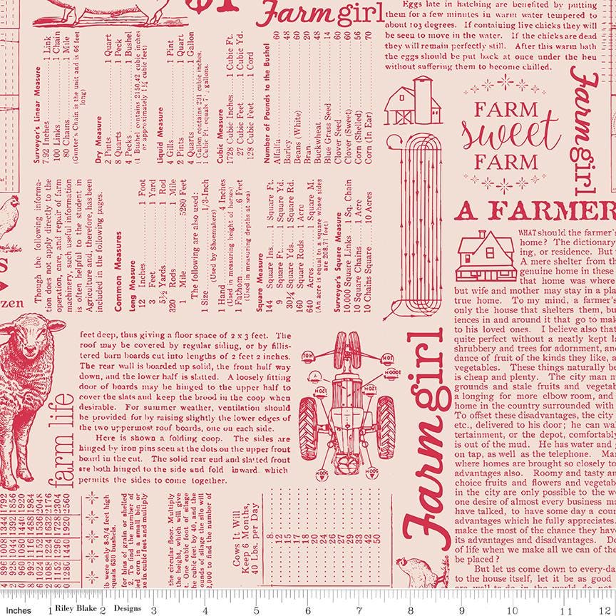 Farmers Daughter Background Tea Rose Farm Life C17190-Tearose by Lori Holt for Riley Blake Sold in 1/2 yard increments