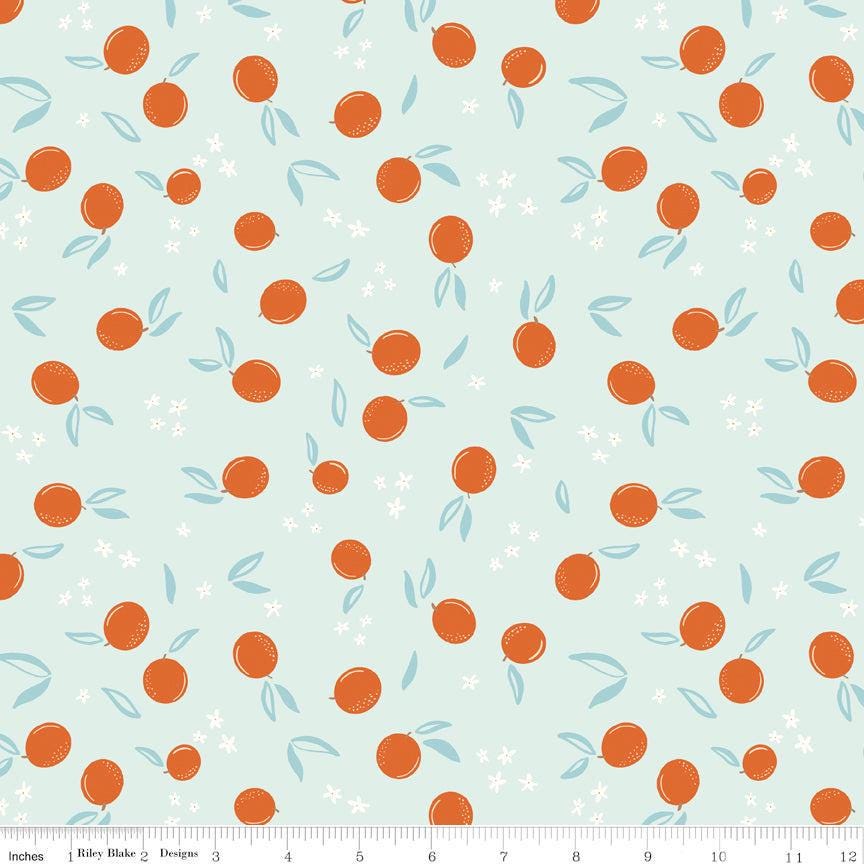 Homage Oranges Washed Denim Sold In 1/2 Yard Increments Cut Continuously