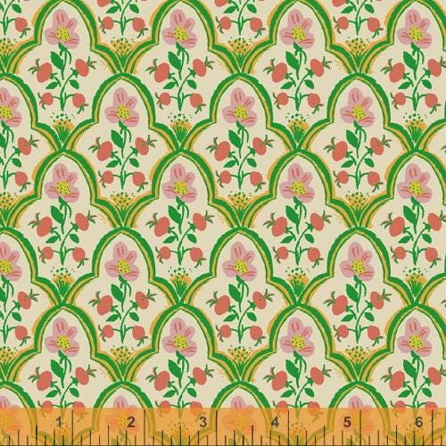 Malibu Heather Ross Wood Block Mustard for Windham Fabrics 52151-18