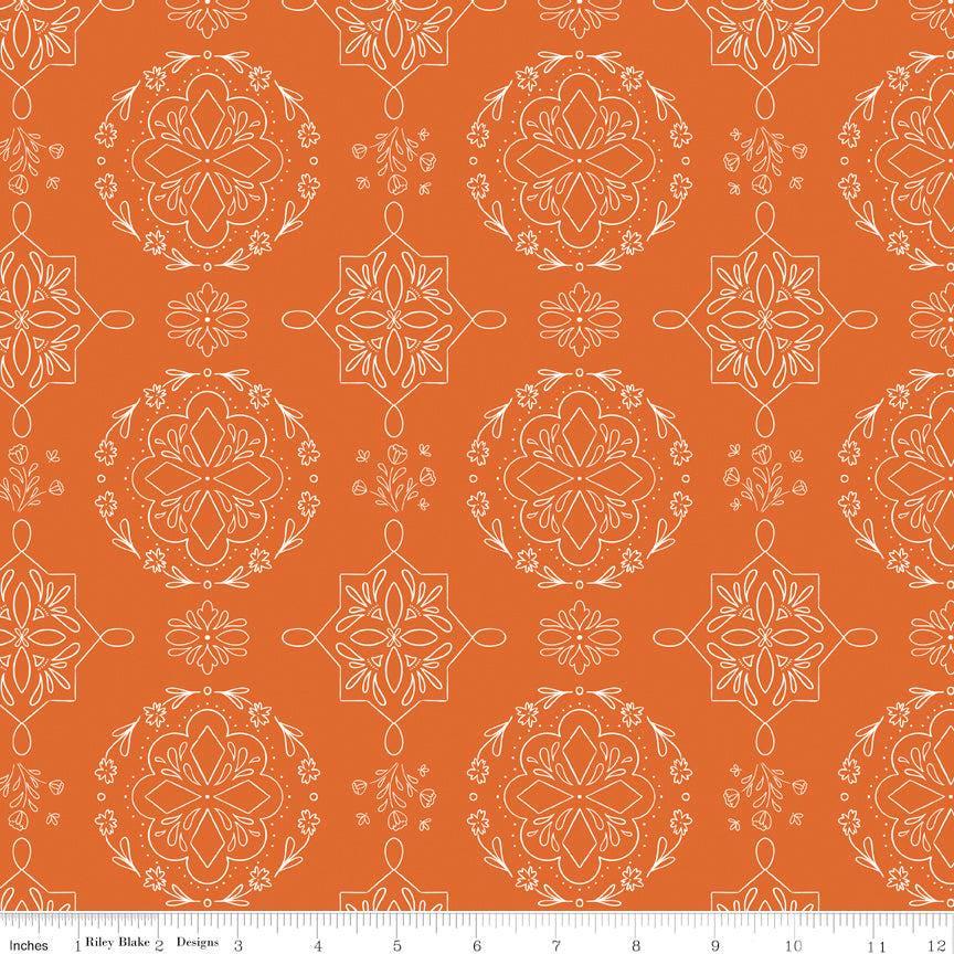 Homage Doilies Pumpkin Sold In 1/2 Yard Increments Cut Continuously