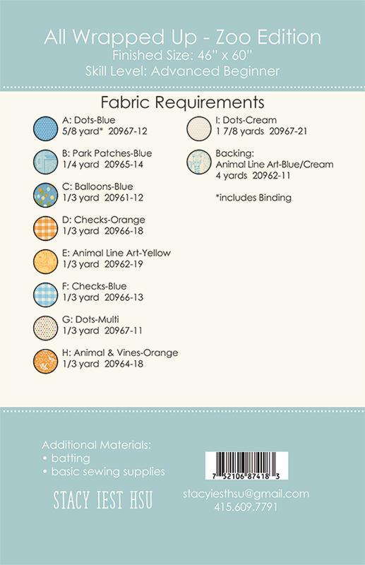 All Wrapped Up - Zoo Edition Quilt Pattern SIH091 by Stacy Iest Hsu 46 x 60 inches