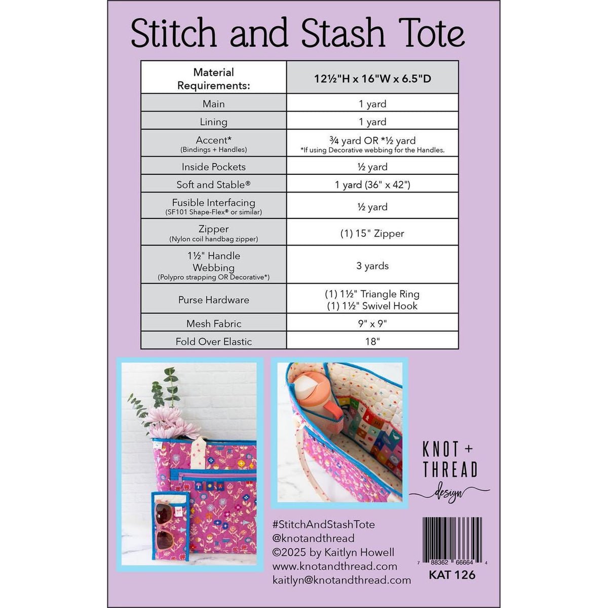 Stitch and Stash Tote by Knot and Thread Design KAT126