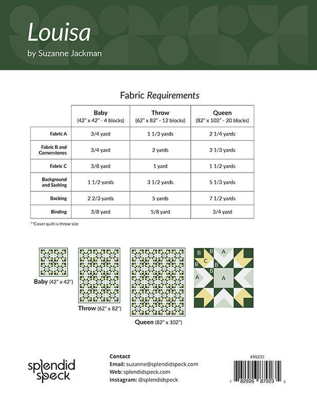 Hester Quilt Paper Pattern SS235 by Suzanne Jackman for Splendid Speck 3 sizes Baby, Throw and Queen