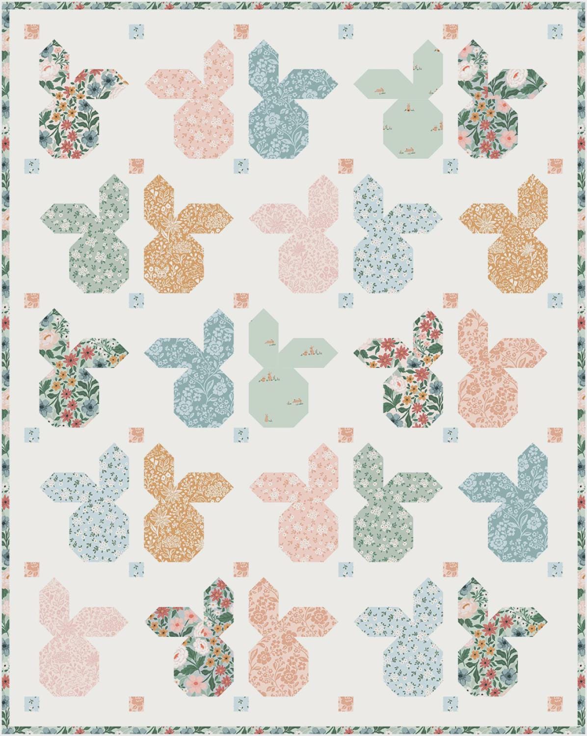 Sweet Baby Bunny Quilt Pattern by Barbara Cherniwchan for Coach House Designs CHD-2521 38" x 48"