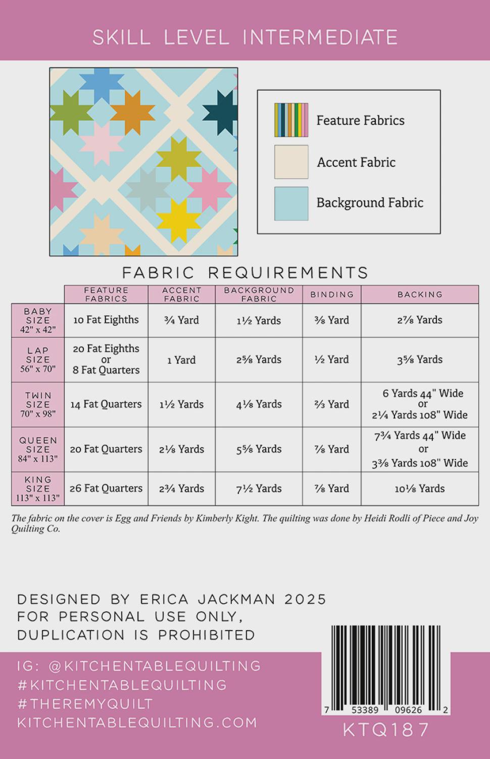 The Remy Quilt Pattern KTQ187 by Kitchen Table Quilting (baby, lap and twin, queen and king sizes)