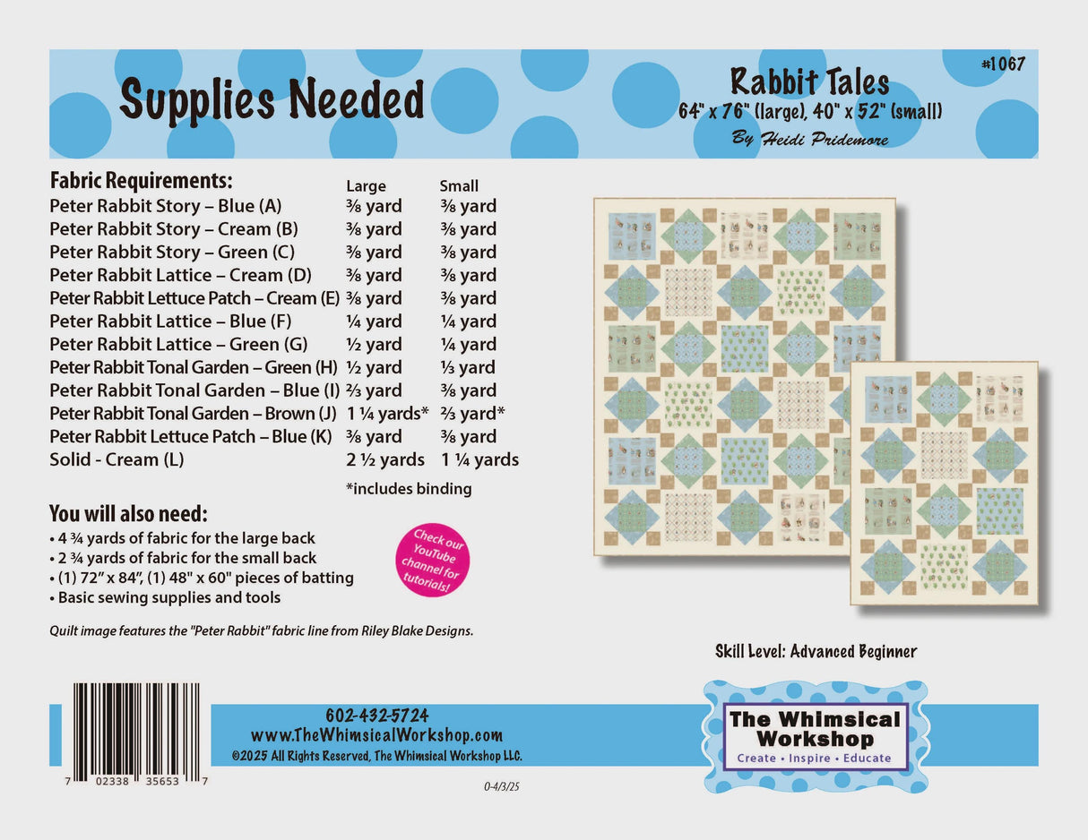 Rabbit Tales Quilt Pattern TWW-1067 From The Whimsical Workshop By Heidi Pridemore